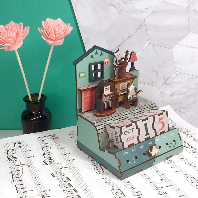 Tonecher, Diy 3d Houten Puzzel, Kalender, The Cats Musical, TQ004, 10,4x8,9x13,3cm