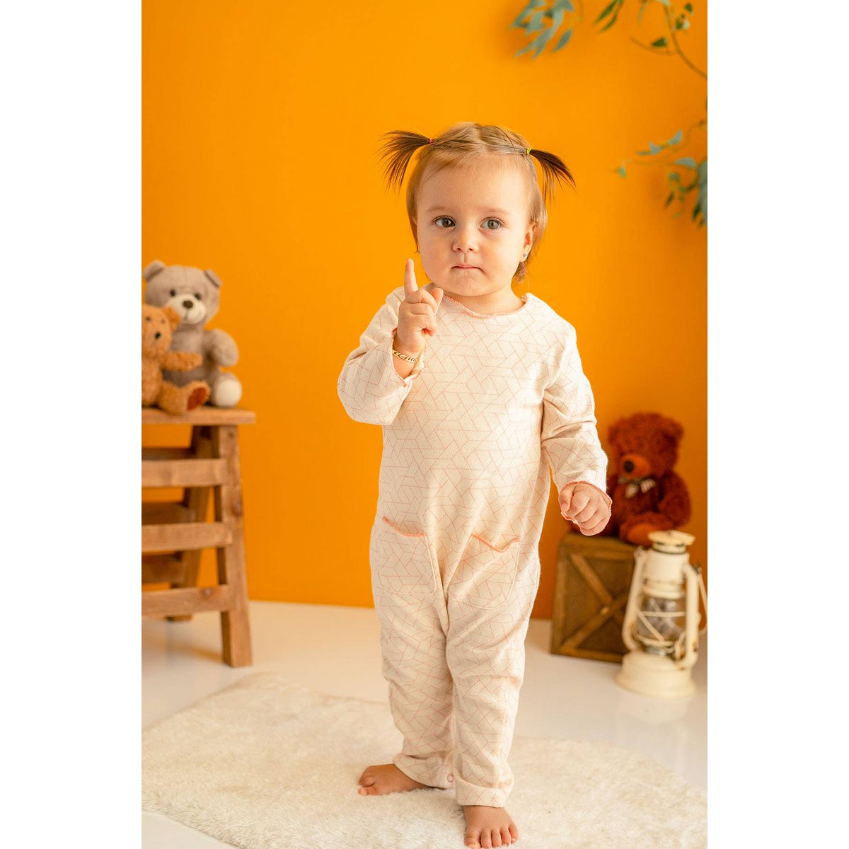 100% katoenen overall voor babymeisjes met drukknoop