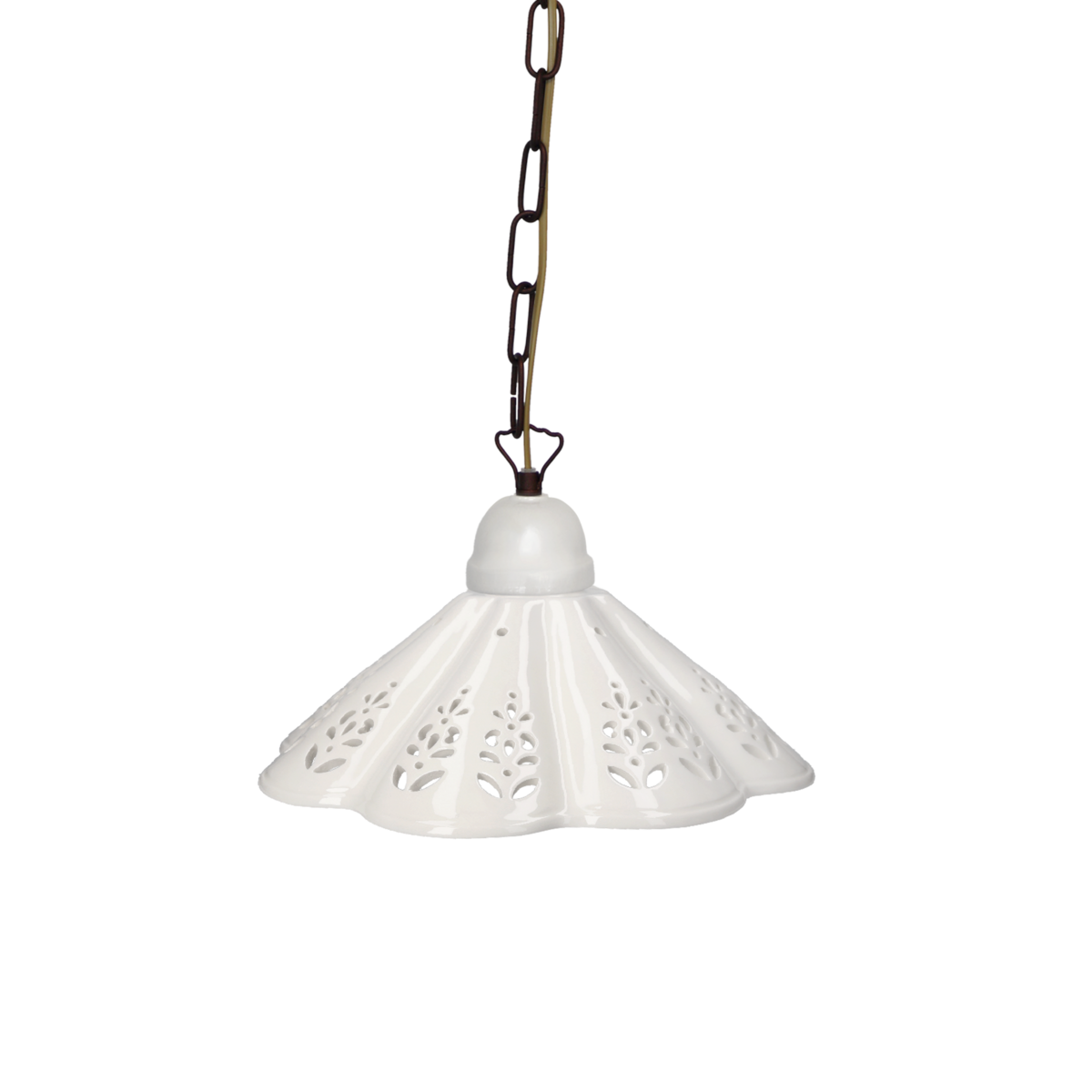 Perforated ceramic handkerchief chandelier d 30 cm with chain