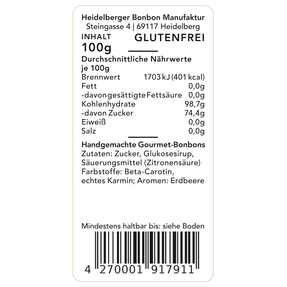 Erdbeere SWEETS fra Heidelbonbon