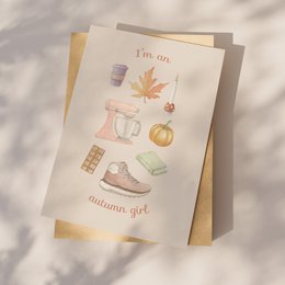 cartolina "ragazza d'autunno"