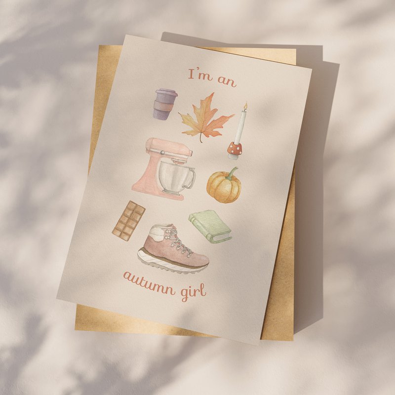 cartolina "ragazza d'autunno"