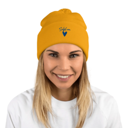 Self Love - Pom-Pom Beanie - Winter Beanie with Embroidery