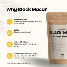 Sort Maca pulver økologisk - 100 gram