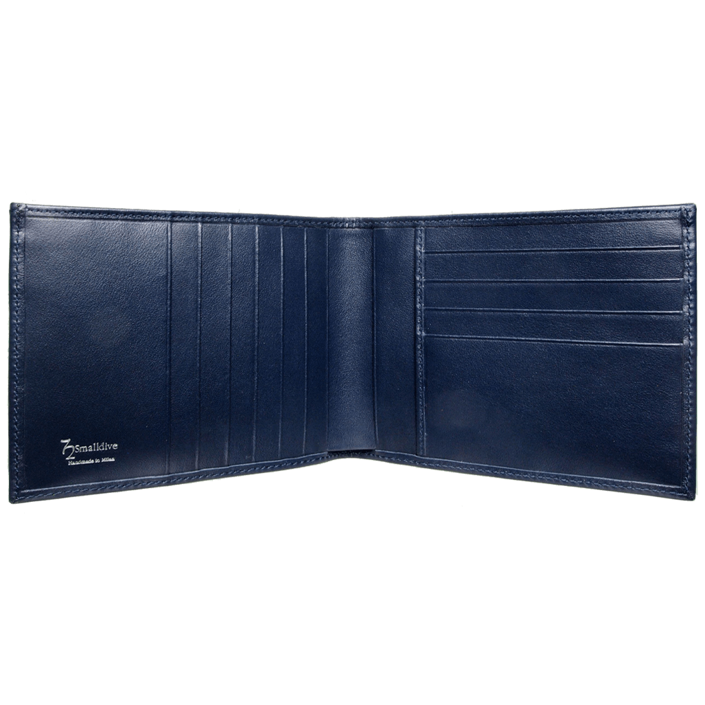 8 Credit Card Buffed Leather Billfold Blue