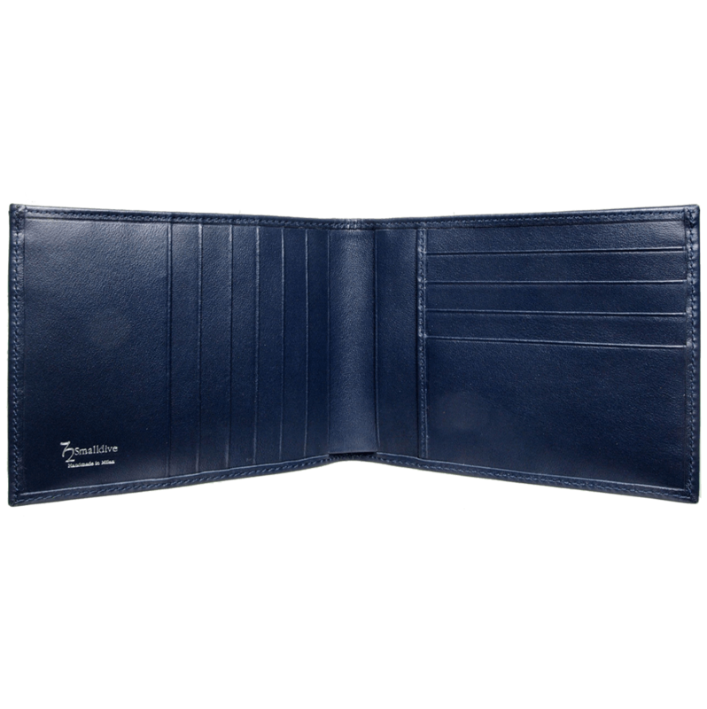 8 Credit Card Buffed Leather Billfold Blue