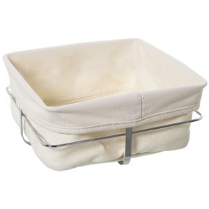 BREAD BASKET WITH CHROME METAL FABRIC FABRIC:95% COTTON+5% POLYESTER 22X22X10CM CU82813