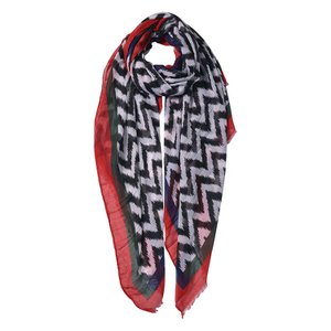 Scarf ladies print 90x180 cm red synthetic shawl ladies