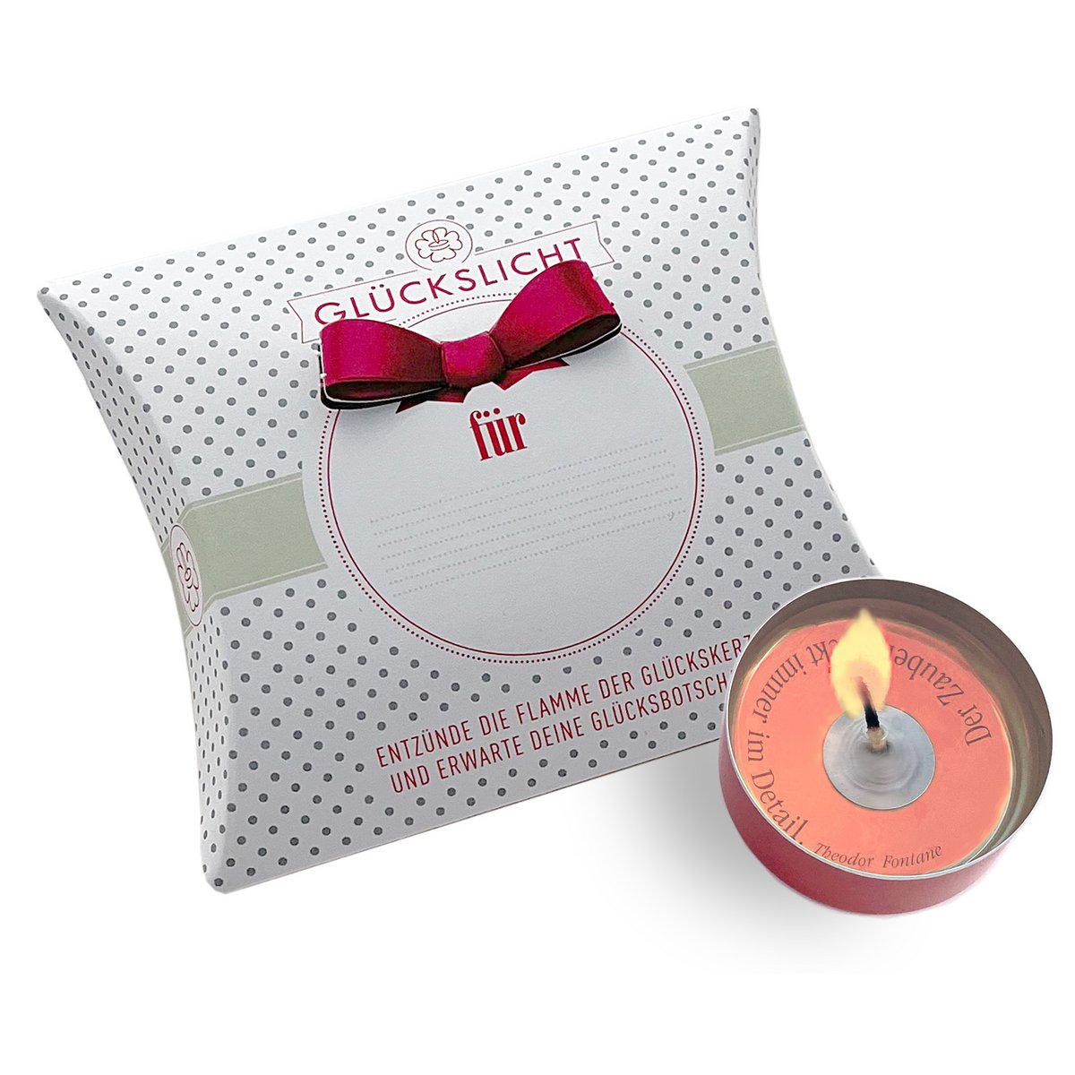 Luz de la suerte / En caja de regalo con lazo recortado 🎀 / Puntos / Luz de la suerte para... / personalizable