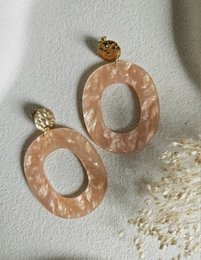 Pendientes ovalados naranja pastel