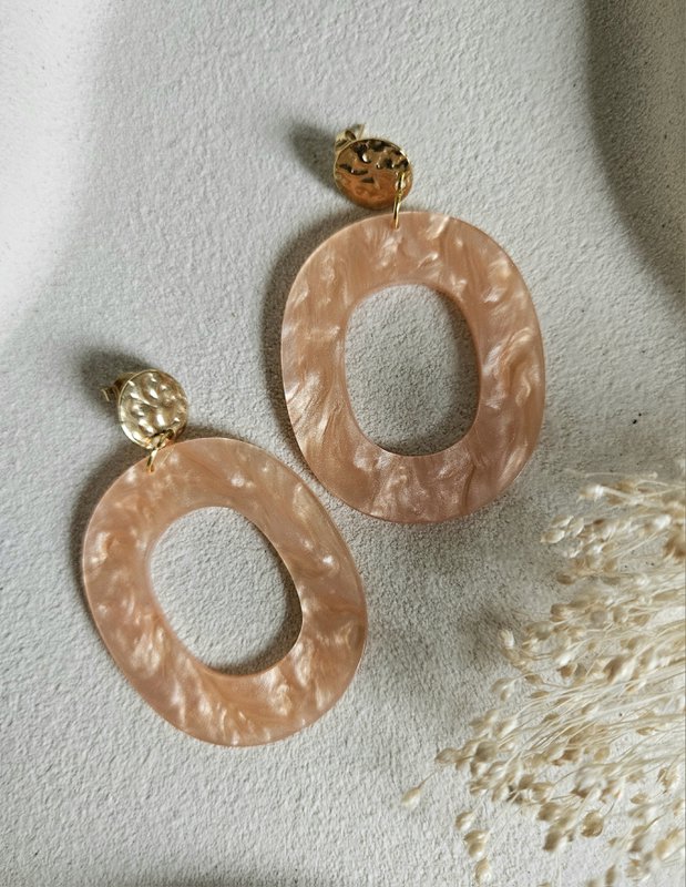 Earrings oval pastel orange