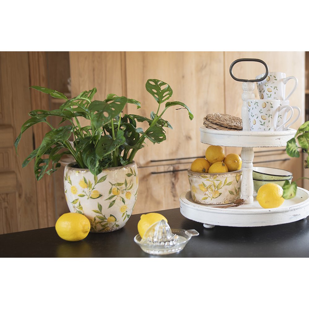 Flowerpot 18x7x7 cm Yellow Ceramic Lemon Flowerpot Indoor