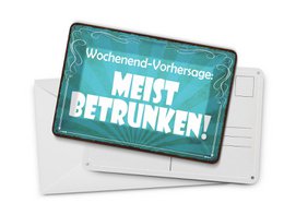 Tin postcard saying 10x14 cm weekend forecast Mostly Drunk decorative sign