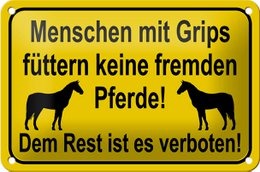 Tin sign note 18x12cm do not feed strange horses decoration