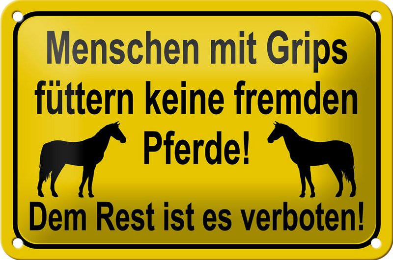 Tin sign note 18x12cm do not feed strange horses decoration