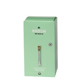 Green tea with mint flavored beverage in a green and white package with a mint leaf graphic.