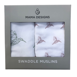 Muslins Swaddles - Hummingbird (Green/Russet)