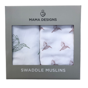 Muslins Swaddles - Hummingbird (Green/Russet)