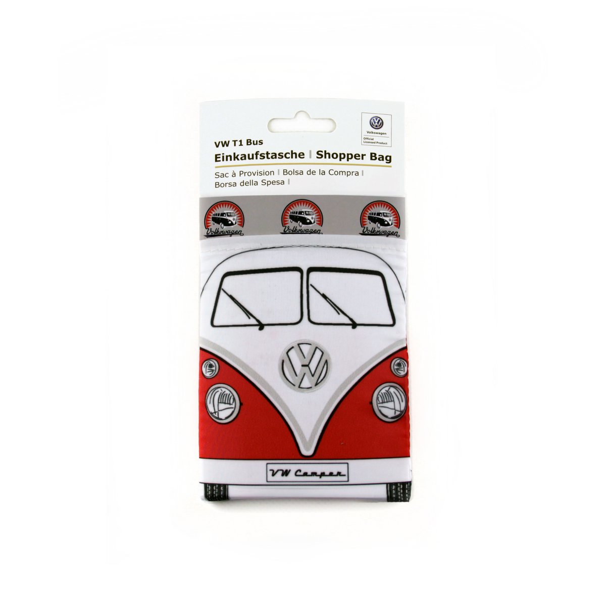 Volkswagen VW T1 Bus Shopper Bag, foldable - Front/Grey