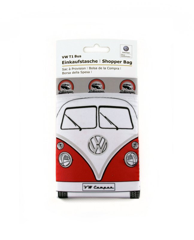 Volkswagen VW T1 Bus Shopper Bag, foldable - Front/Grey