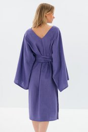 WHISPER — Vestido midi con mangas de kimono de lino lavado a la piedra