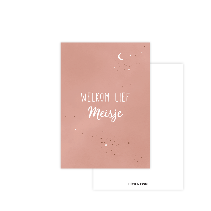 Pink starry sky card | welcome dear girl