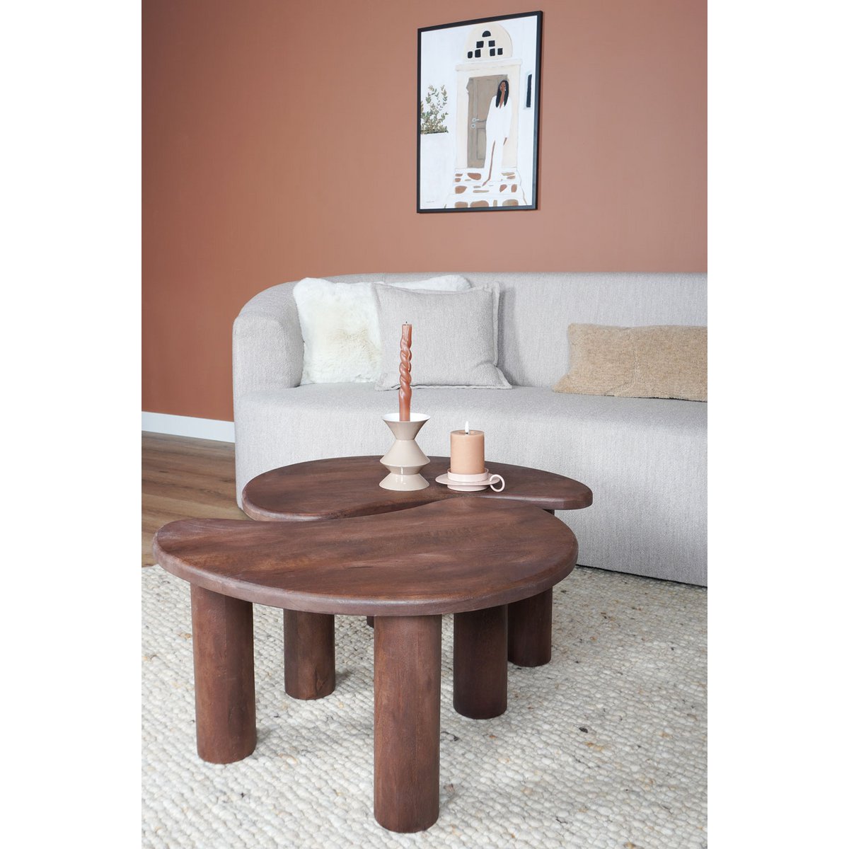 Salontafel Lina - Espresso Mangohout - Set van 2