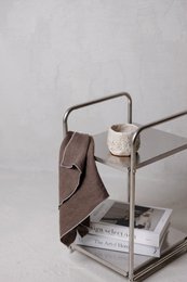 Tapa de cocina (paño de cocina) / Detalles de contraste de piedra y cacao marrón, 100% de lino