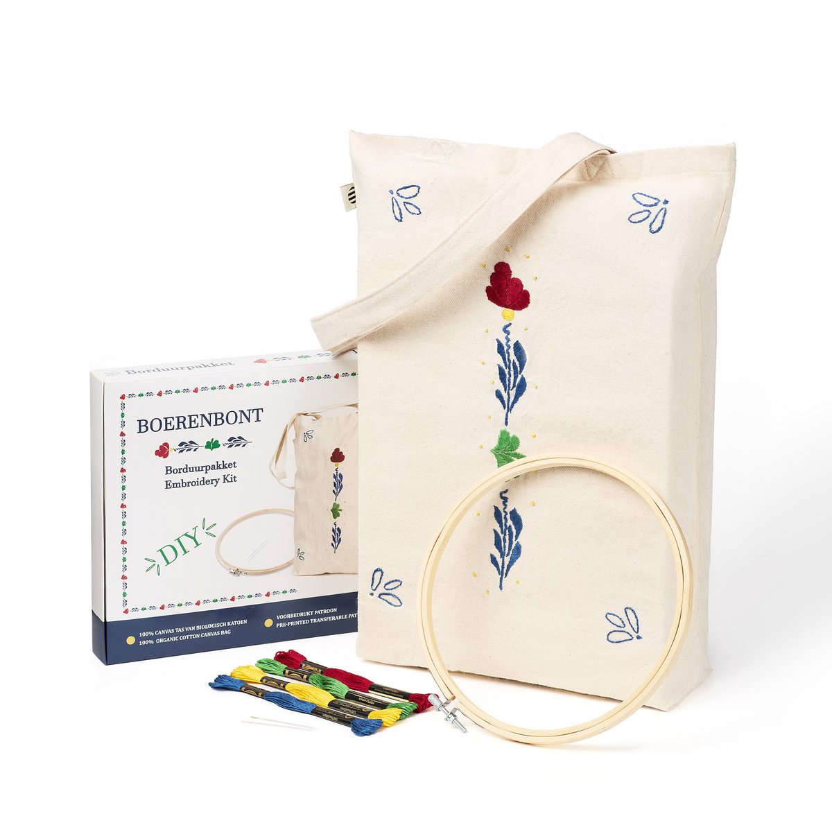 DIY Tote Bag Borduurpakket "Boerenbont"