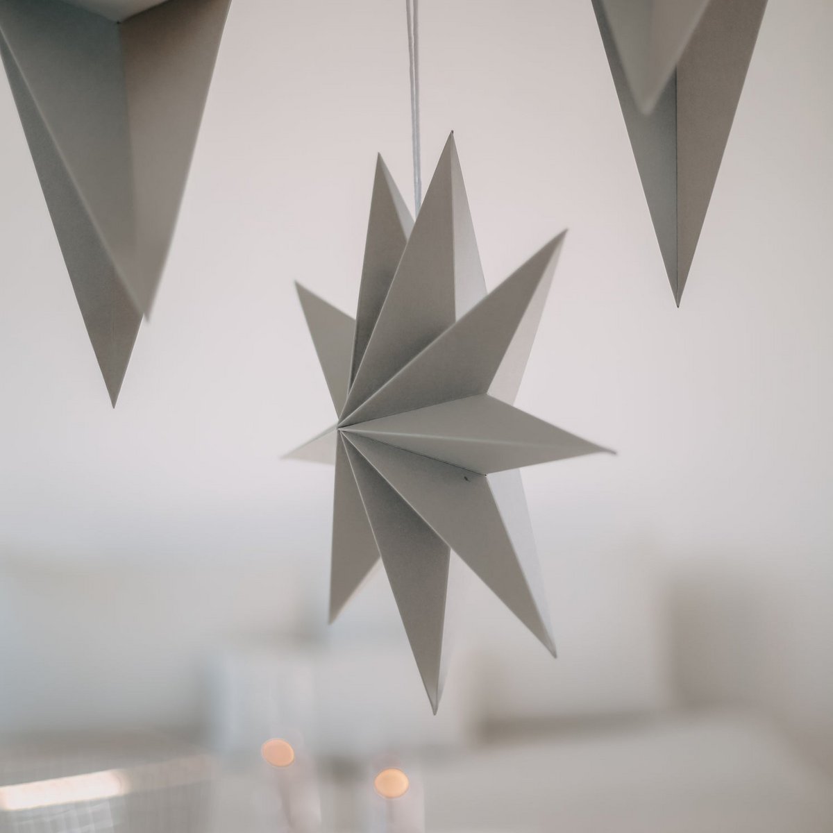 Paper stars set of 3 gray (PU = 6 sets)
