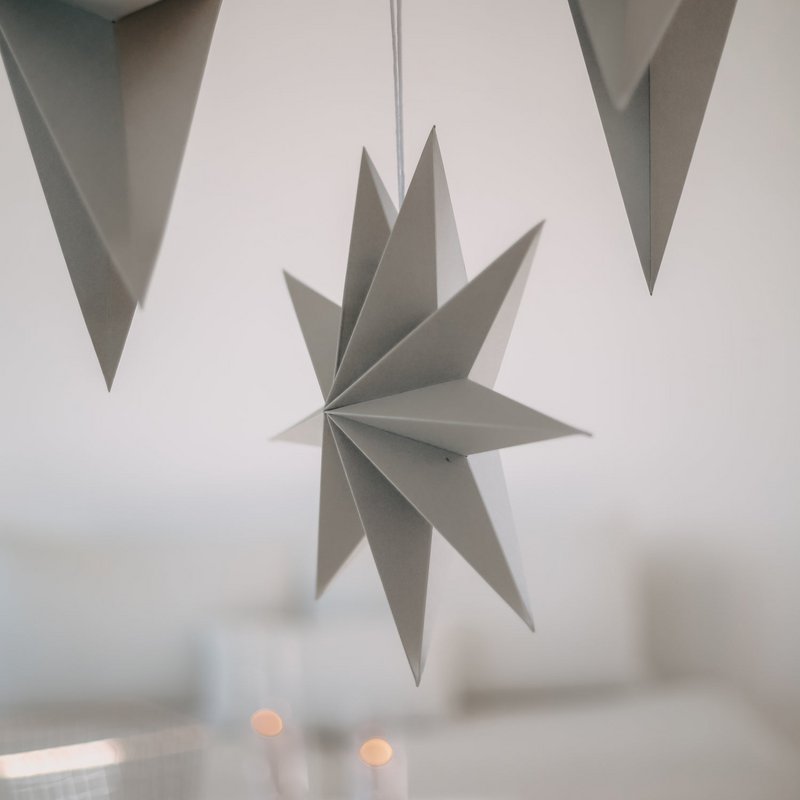 Paper stars set of 3 gray (PU = 6 sets)