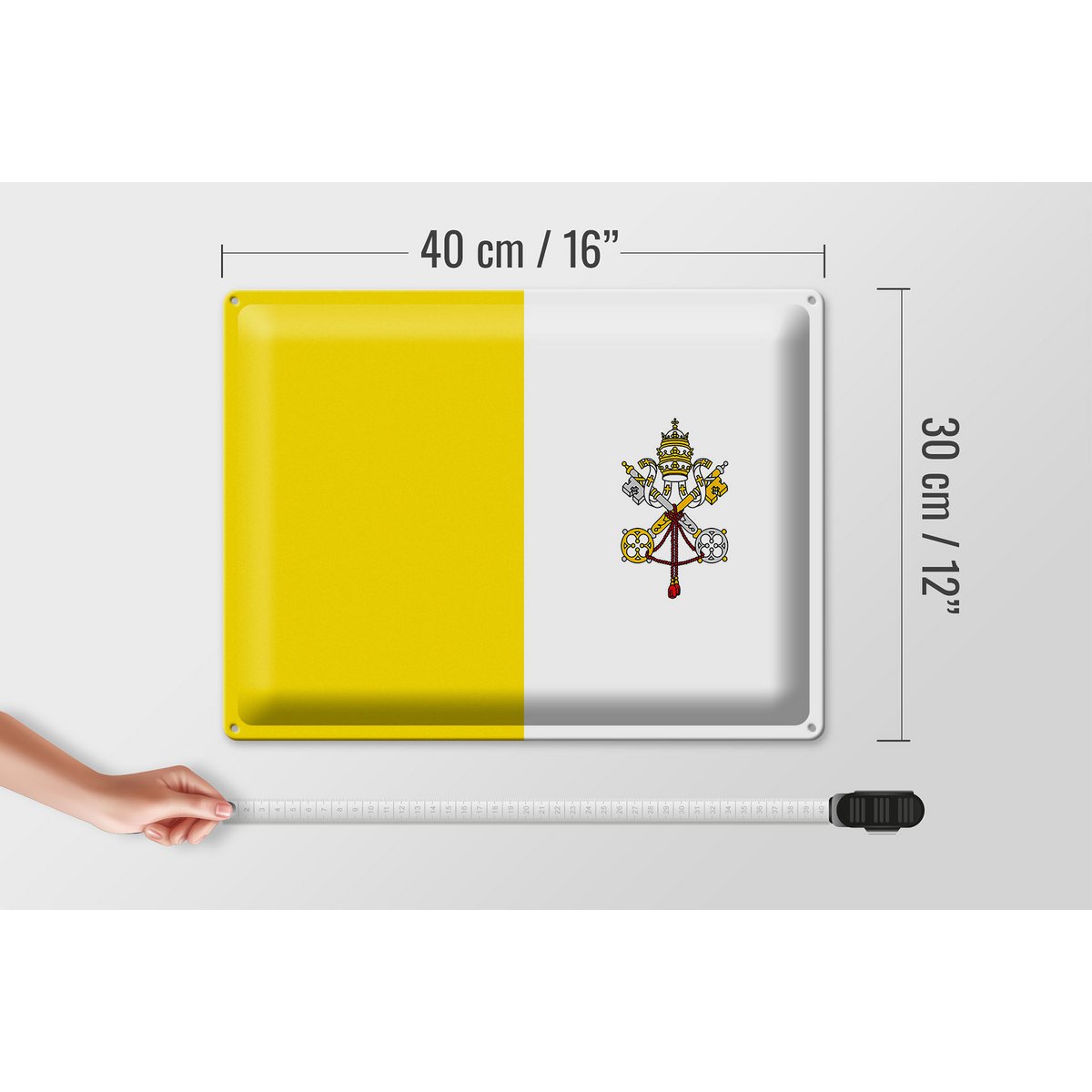 Tin Sign Flag Vatican City 40x30cm Flag Vatican City