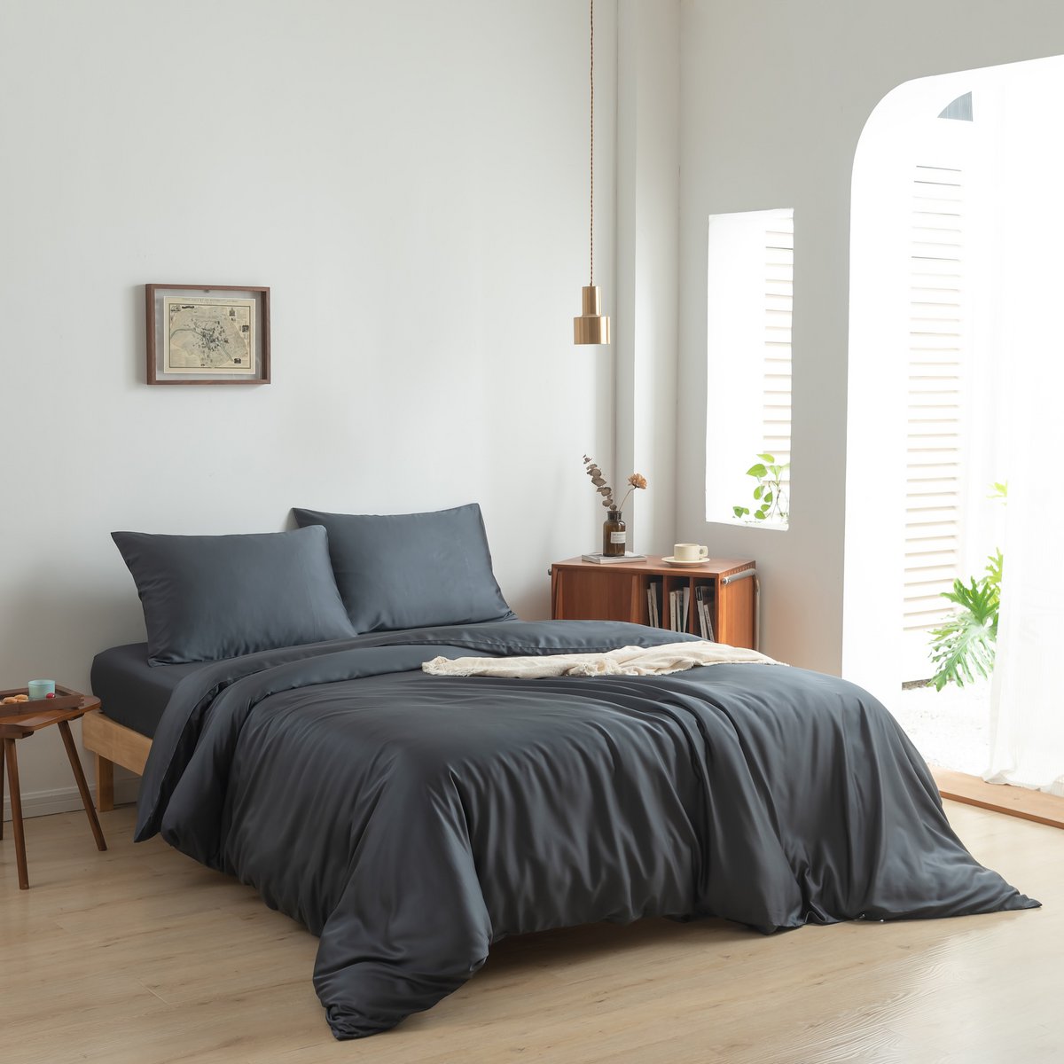 Dark blue bamboo duvet cover Premium - 400TC Tanboocel - 100% bamboo - Space Blue