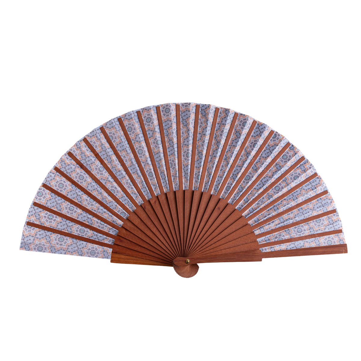 Linked Tile Satin Hand Fan Wasl 23 cm