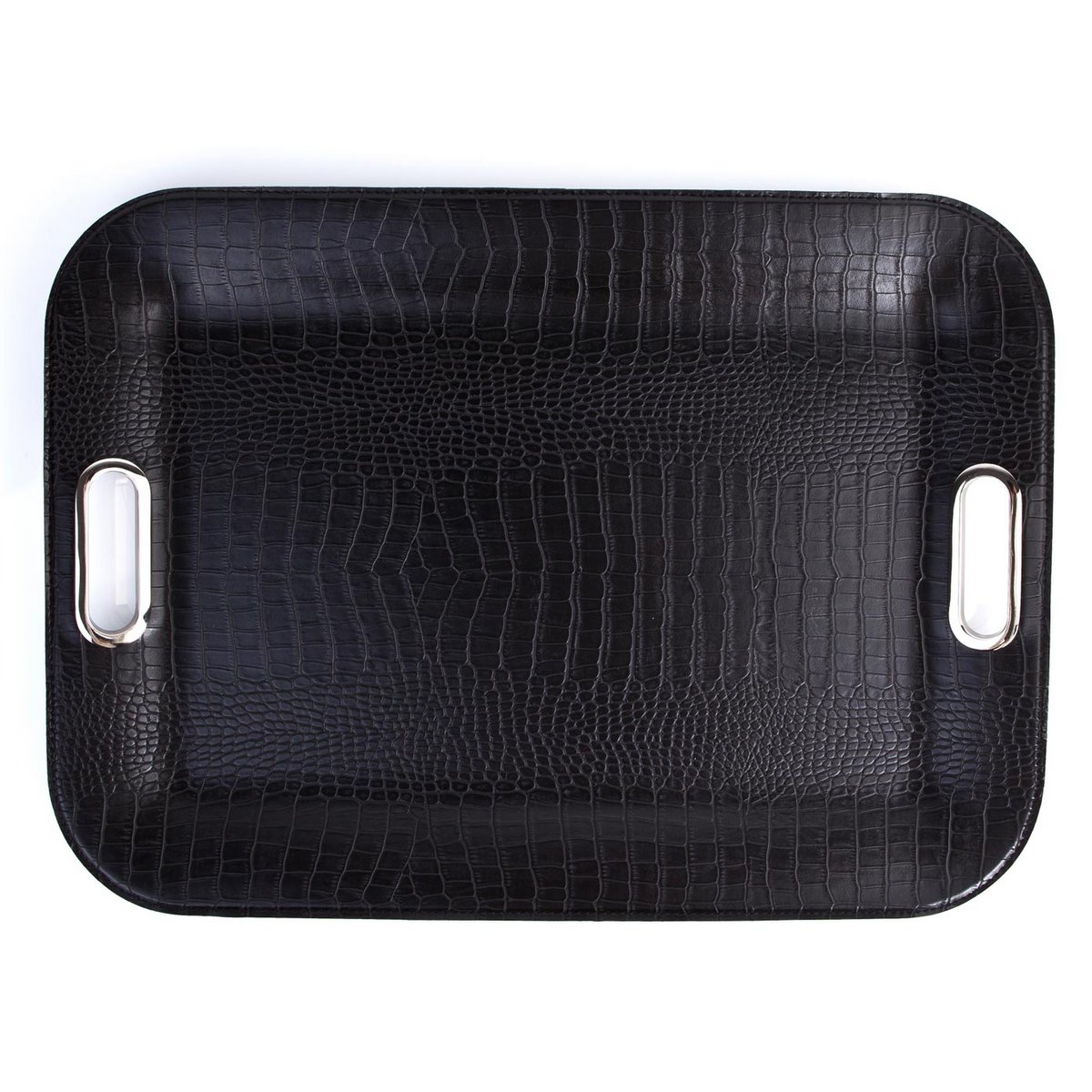 Comprimé rectangular plates plates en cuir synthétique noir crocody