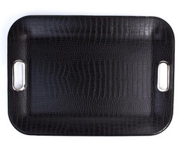 Comprimé rectangular plates plates en cuir synthétique noir crocody