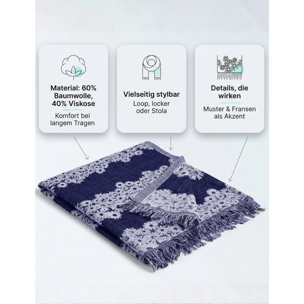 Sunsa dames sjaals, winter sjaalhals gemaakt van katoen en viscose, damesjaals voor herfst/winter, multifunctionele doek als een sjaal/sjaal of stal/schouderdoek