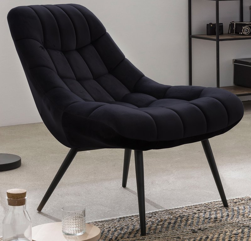 Sessel XXL Samt schwarz Metall schwarz