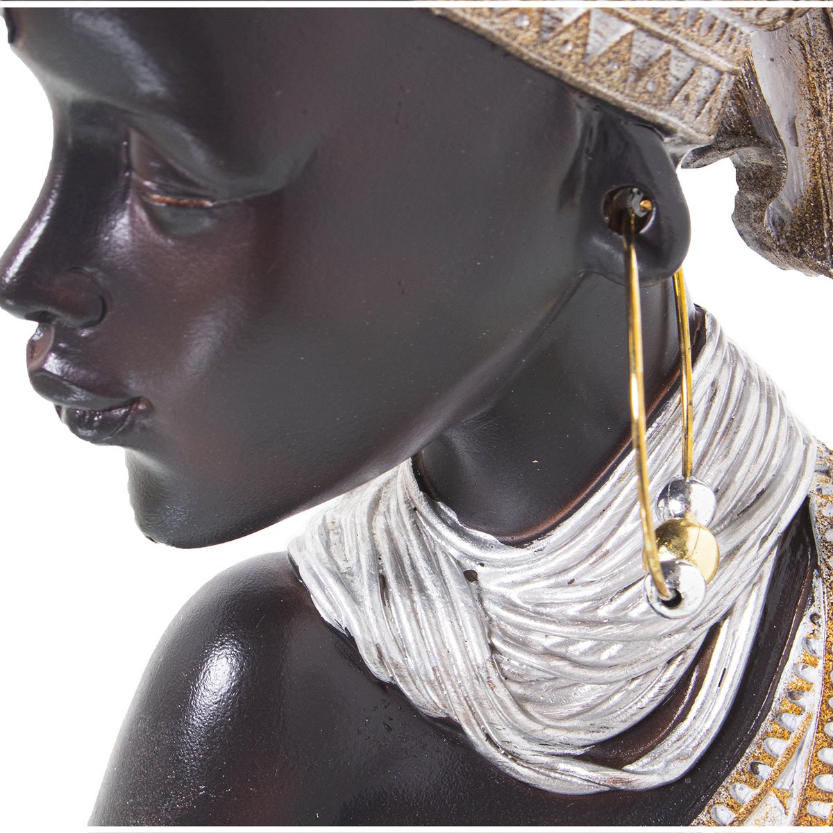AFRYKAŃSKA ŻYWICA BIUST FIGURKA NEGRO/DORADO _18X9X42CM ST50349