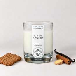 Endroit calme | Bougie parfumée à la cire de soja – cannelle, vanille et gingembre – pour la tranquillité à la maison