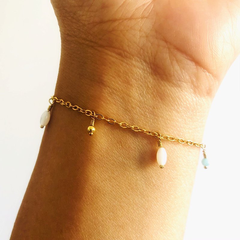 Serena-perlemor Amazonite-armbånd