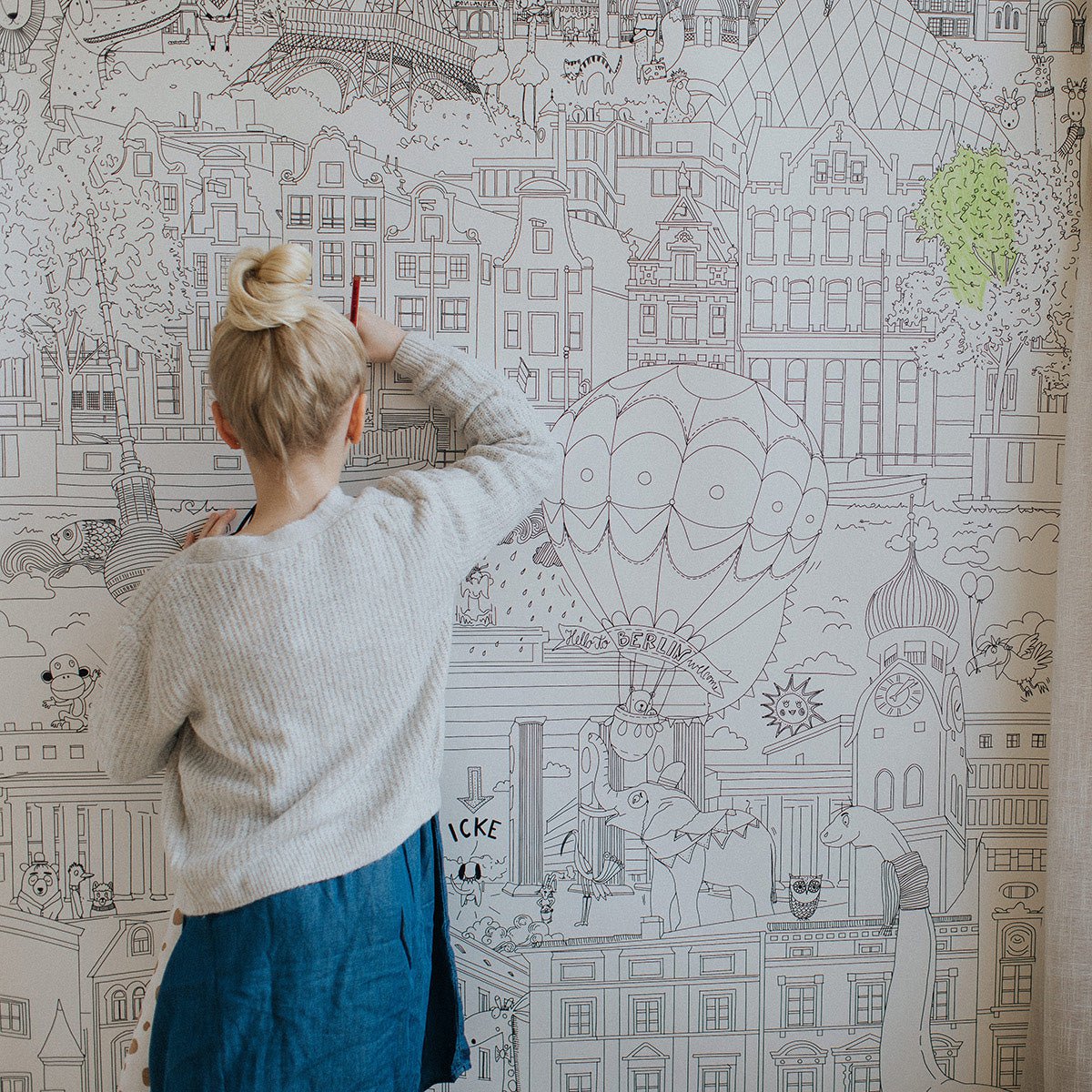 Schilderbehang en XXL mural "Little Artists"