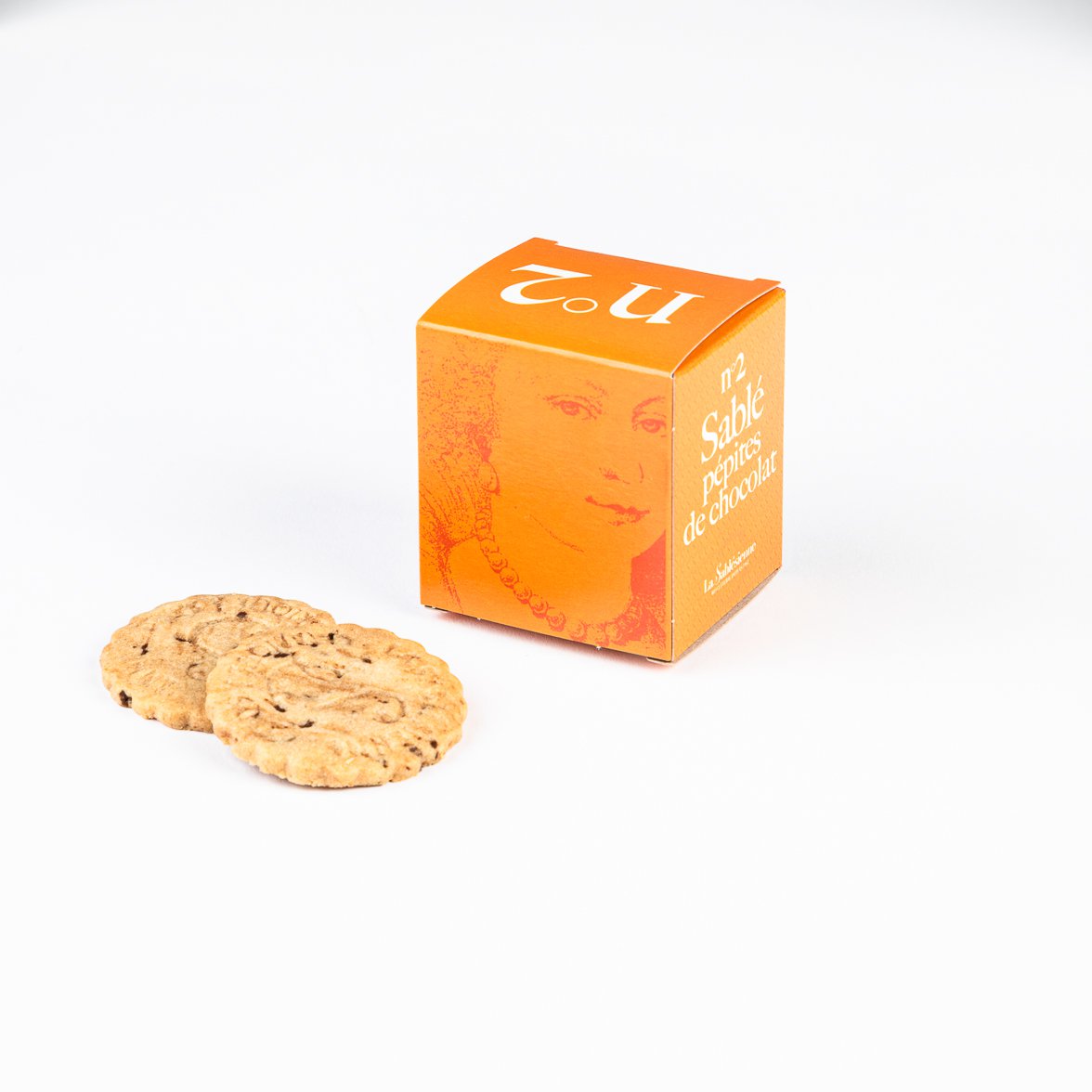 Shortbread cookies with chocolate chips - Mini cardboard cube n°2 35 g