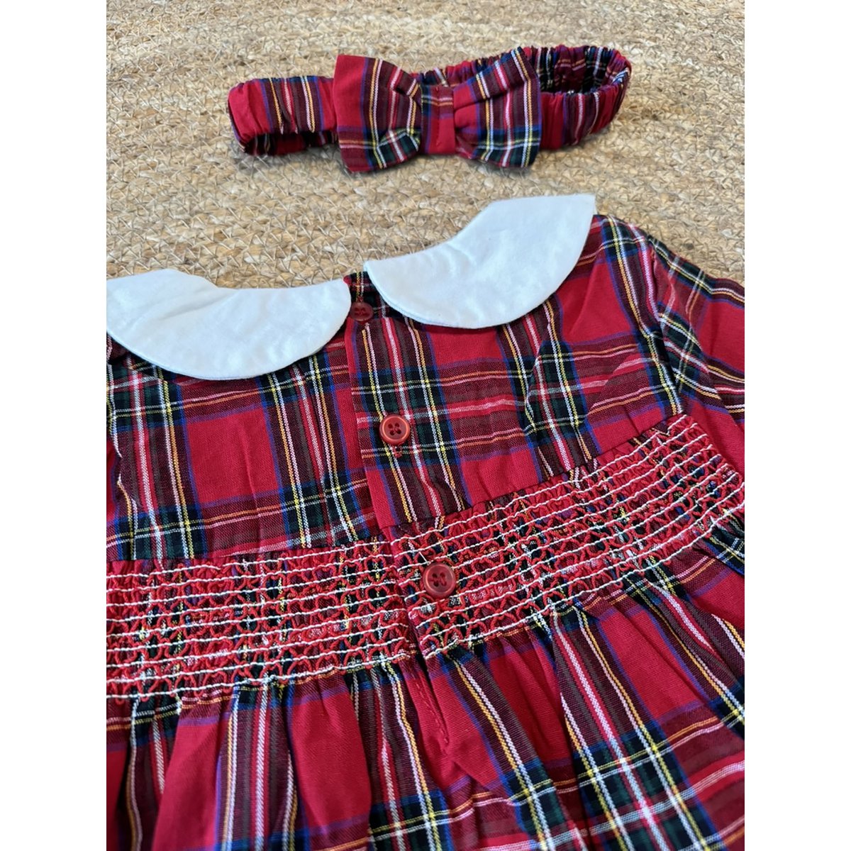 Merry Plaid Christmas Dress + Headband