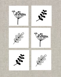 Dessous de verre noir/blanc fleur/plante