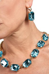 Pax Gold Plated Necklace With Light Blue Crystals