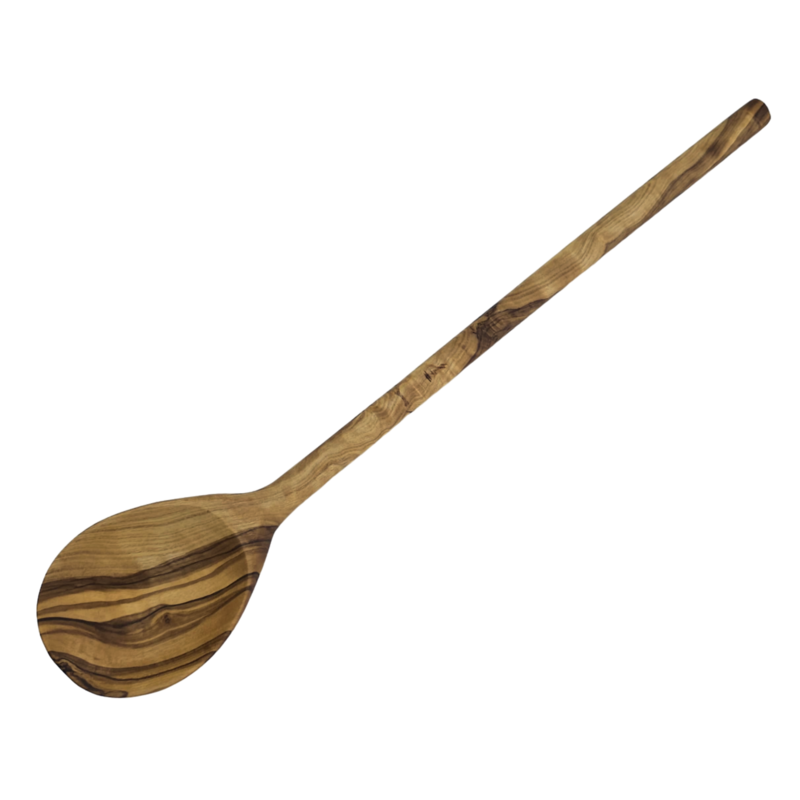 Cuillère de cuisine avec manche rond 35 cm en bois d'olivier