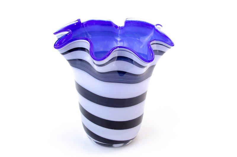 Glasvase "Zebra Collection" - Blå - højde 20 cm - ø 19 cm