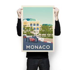 Affiche Monaco Vintage | Poster Ville Monaco Côte d'Azur France