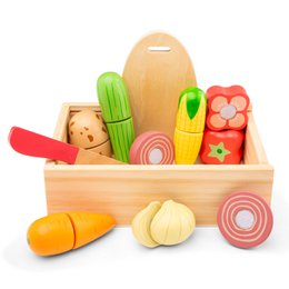Set da taglio per verdure in legno in scatola portaoggetti